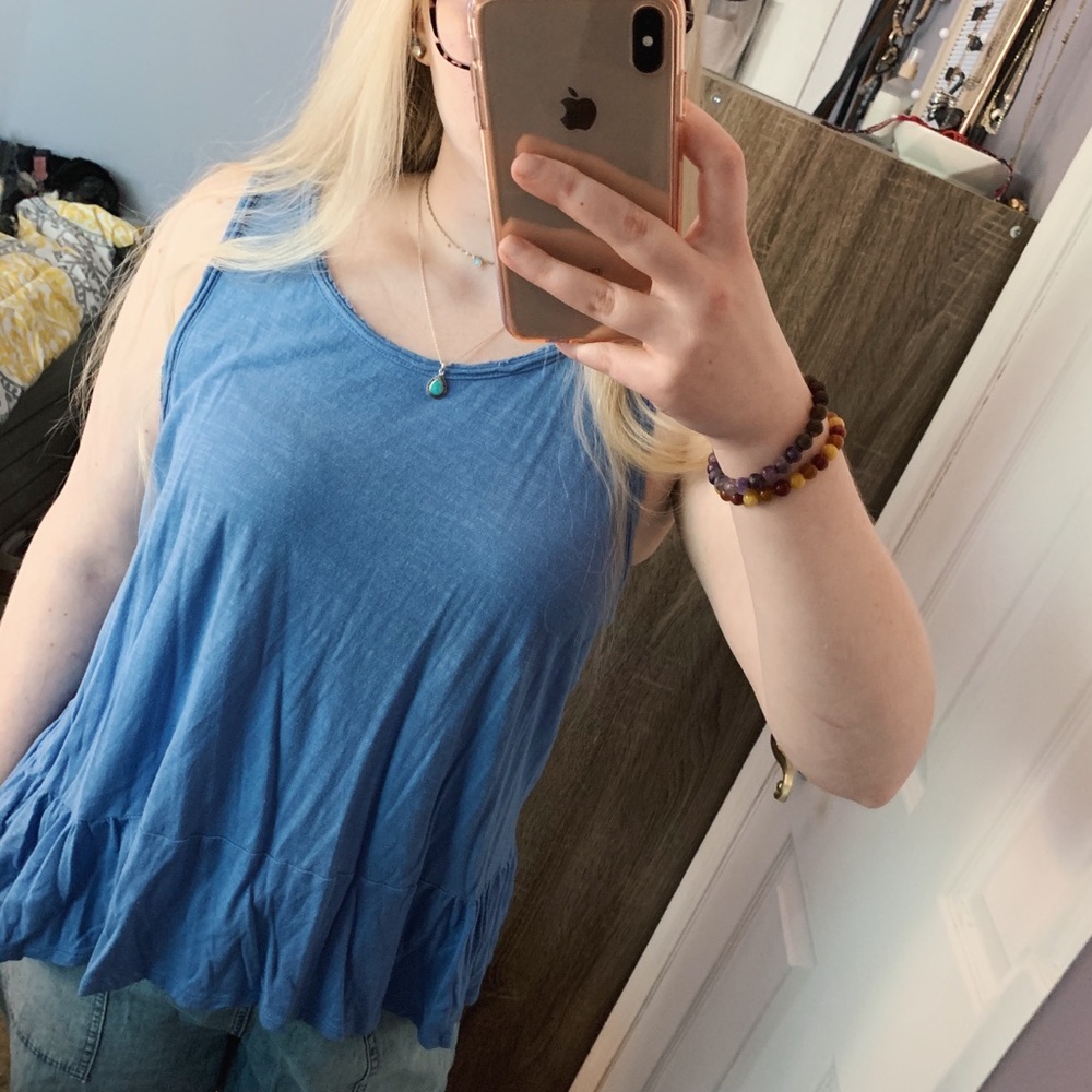 GAP blue peplum style tank top